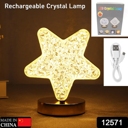 12571 Star Shape Crystal Diamond Lamp Cordless Luxury Lamp With Usb Rechargeable 3-way Dimmable Touch Control Decorative Nightstand Lamp For Bedroom Living Room Party Restaurant Decor (1 Pc ) - Springkart 