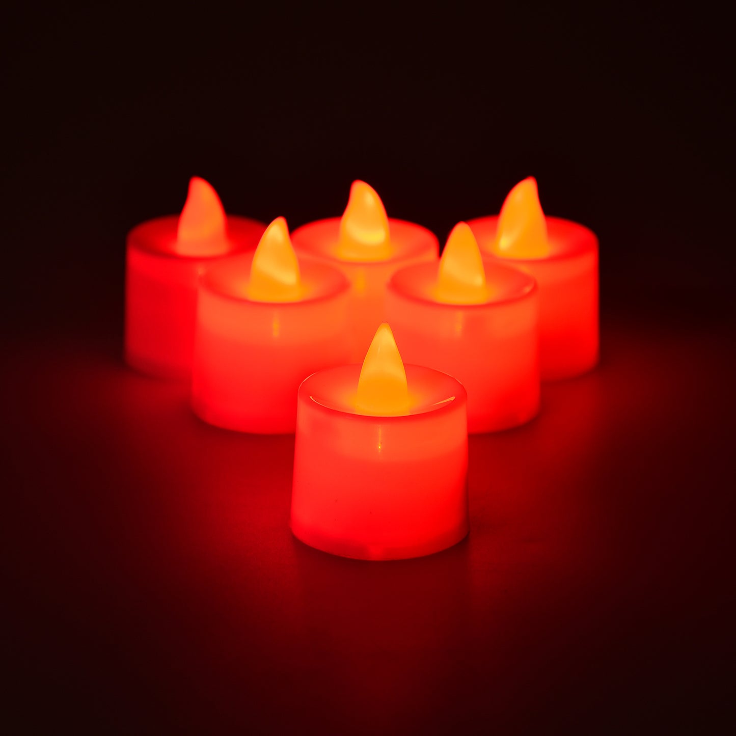 6633 Red Flameless Led Tealights Smokeless Plastic Decorative Candles - Led Tea Light Candle For Home Decoration (Pack Of 24) - Springkart 