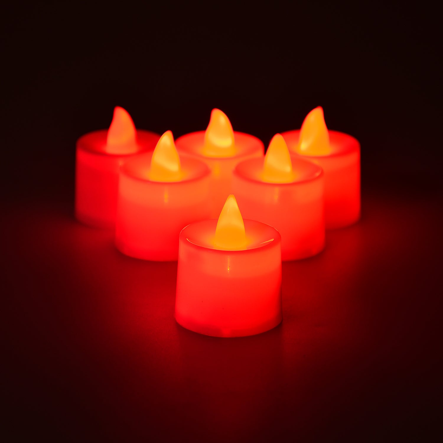 6633 Red Flameless Led Tealights Smokeless Plastic Decorative Candles - Led Tea Light Candle For Home Decoration (Pack Of 24) - Springkart 