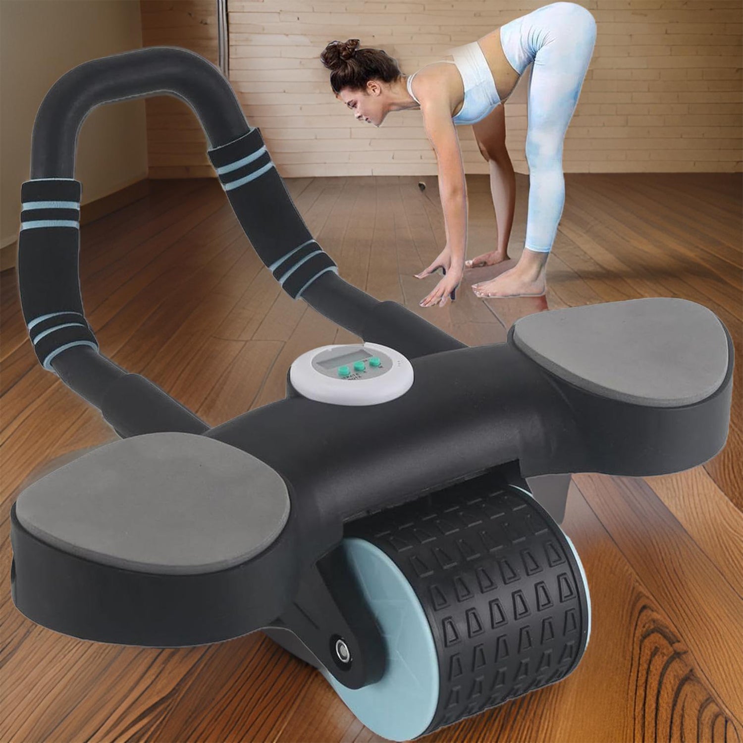 Abdominal Wheel Roller Widened Elbow Support Roller With Timer Skipping Rope (1 Set) - Springkart 