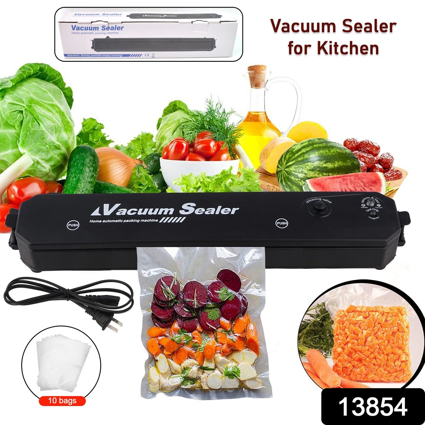 Vacuum Sealer Machine With 10 Pcs Bag (1 Set) - Springkart 