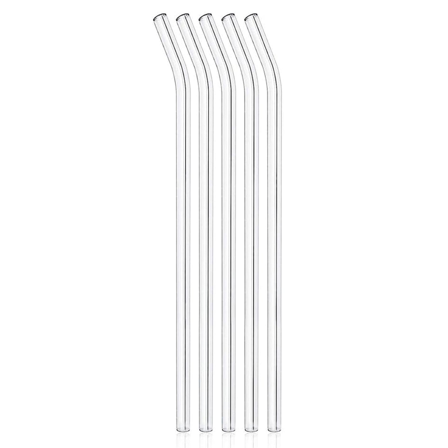 Plastic Reusable Glass Straws Clear Glass Drinking Straw 5pc - Springkart 