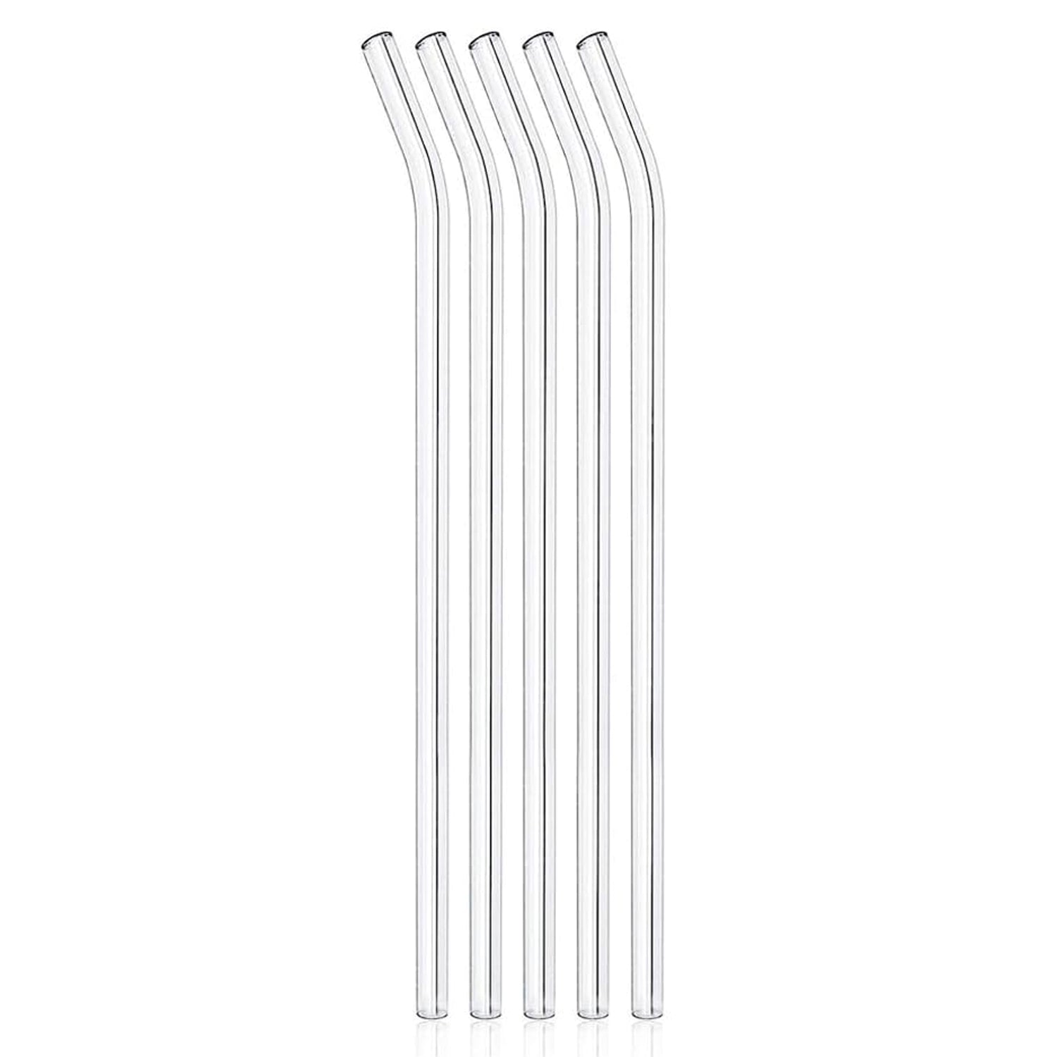 Plastic Reusable Glass Straws Clear Glass Drinking Straw 5pc - Springkart 