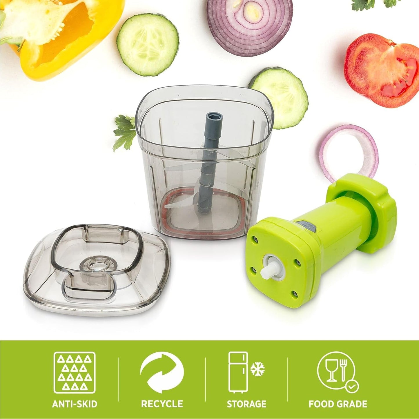 2in1 Press Vegetable Choppers For Kitchen (1100 Ml) - Springkart 