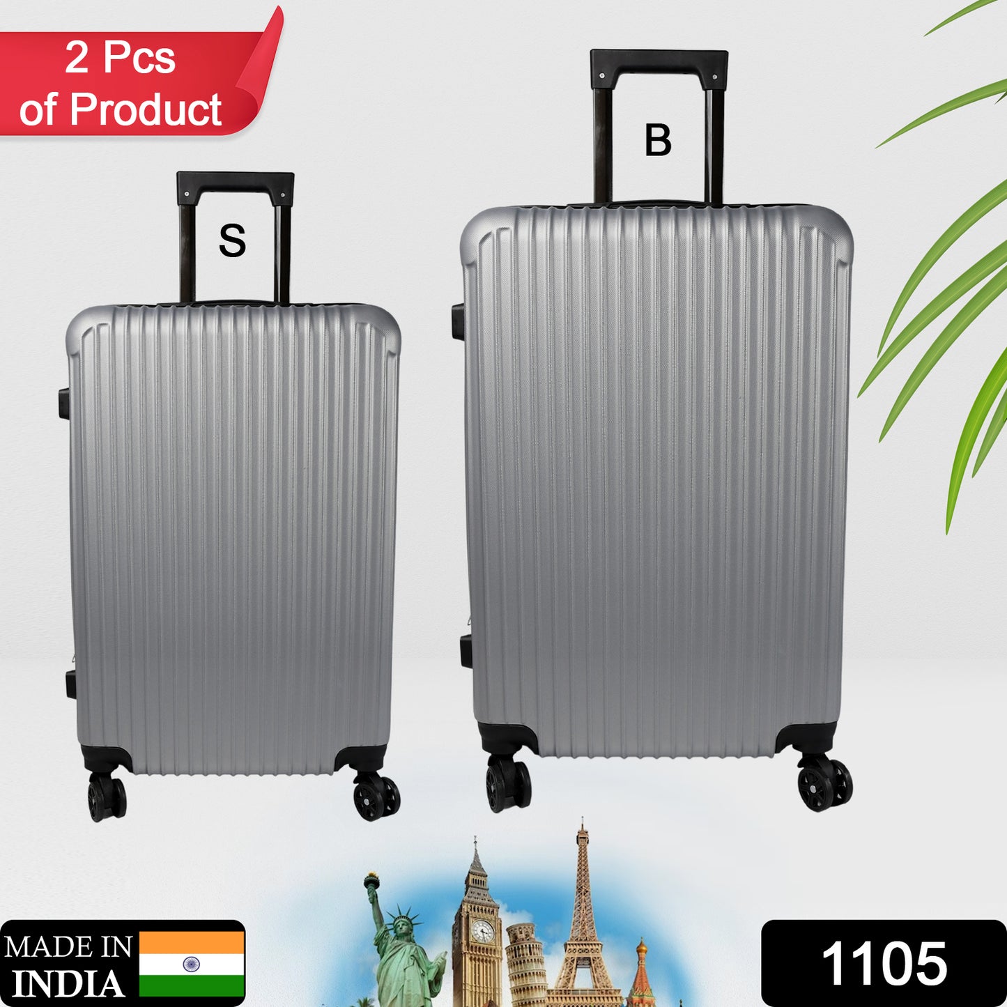 1105 Trolley Bag Big And Small Suitcase Bag For Men Women Use Bag ( Set Of 2 ) - Springkart 