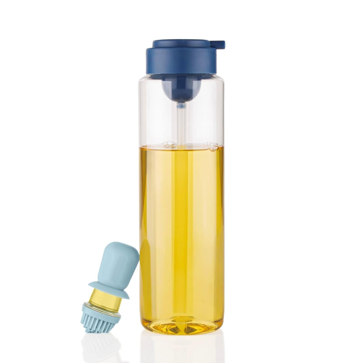 2 In 1 Transparent Oilar Dispenser With Silicone Oil Dropper Nozzle (1 Pc With Brush 1 Ltr.) - Springkart 