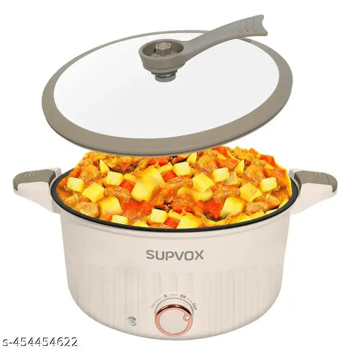 Rice Cooker 4L Non-Stick Electric Cooker Glass Lid Wooden Spatula Multifunctional Adjustable 1000W