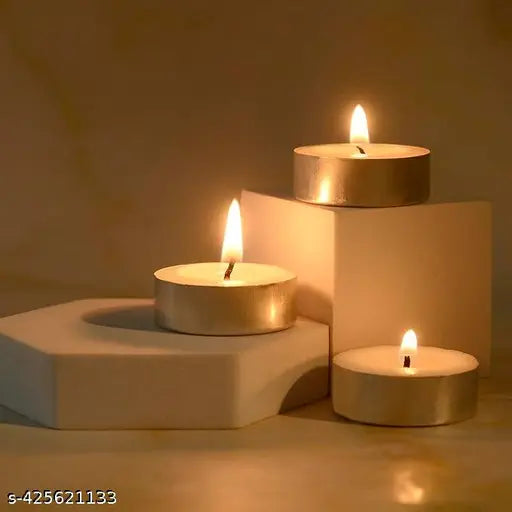 Light Candle Pack Of 50, White, Frangnance Free, Smoke free, Long Lasting