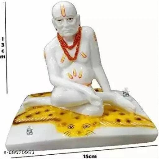 Swami Samarth/God Idol/Murti in Sitting Position for Car Dashboard (3 inches, Dust Marble) - Springkart 