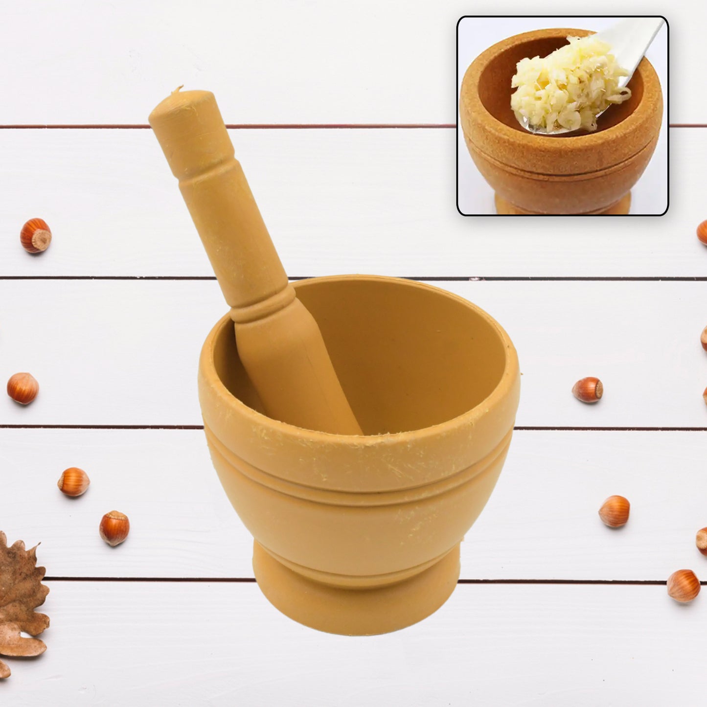 7193 Mortar And Pestle Set For Spices Okhli Masher Khalbatta Kharal Mixer Natural Traditional Grinder And Musal Well Design For Kitchen Home Herb - Springkart 