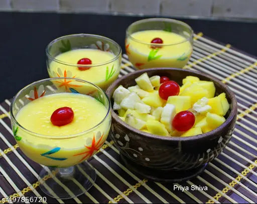 Maayka Premium | Combo of Custard Powder 100g x 4 Flavors (Vanilla, Strawberry, Mango, White Elaichi) - Total Weight 400 Gram