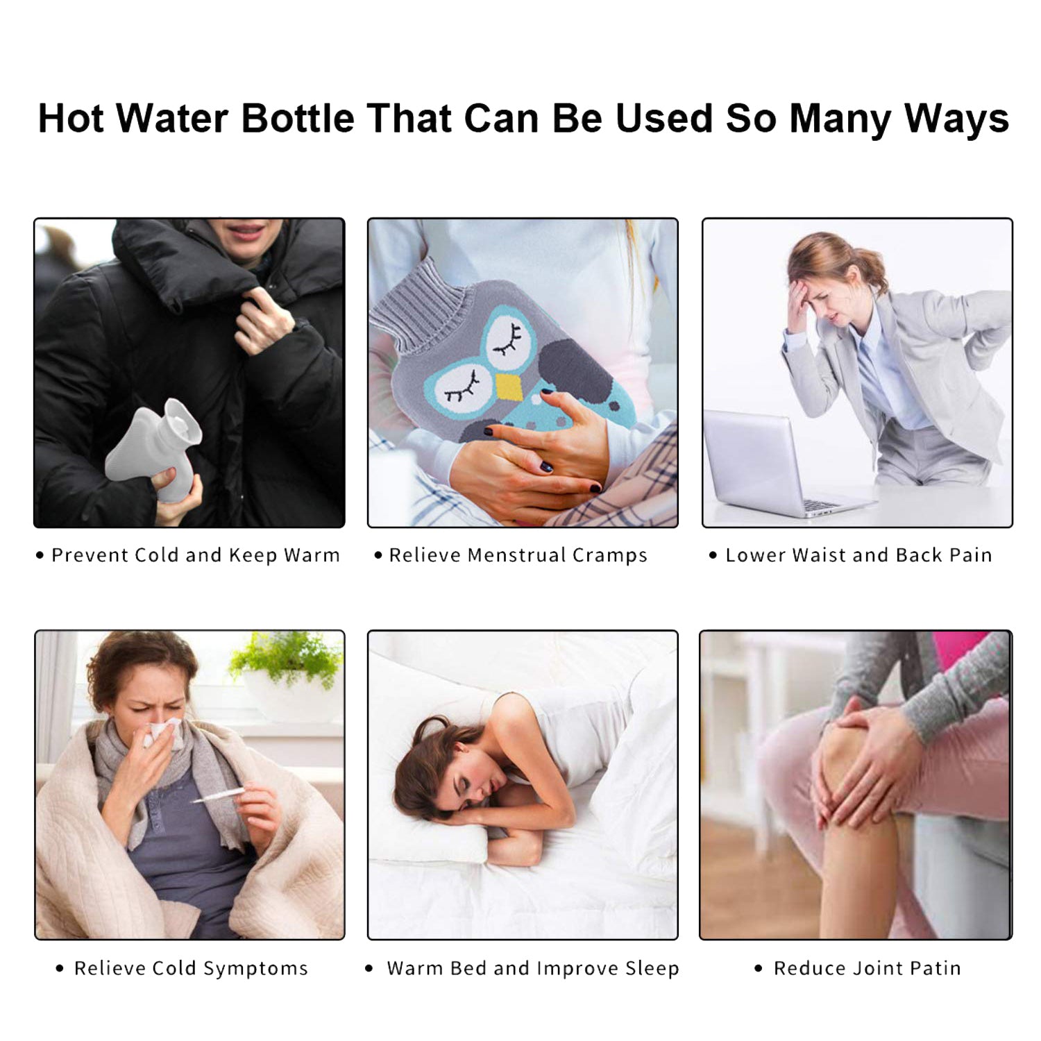 6514 Green Kitty Small Hot Water Bag With Cover For Pain Relief Neck Shoulder Pain And Hand Feet Warmer Menstrual Cramps. - Springkart 