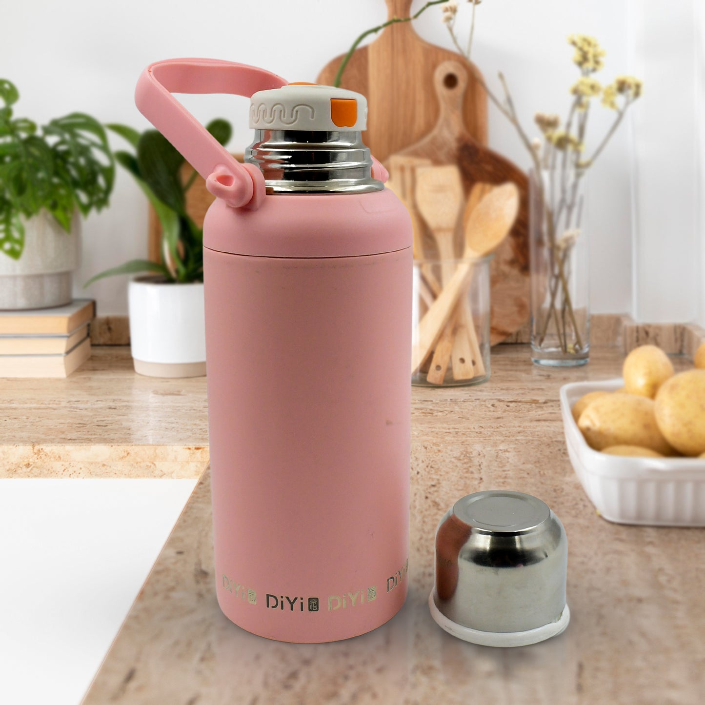 13036 Stainless Steel Tumblers 316 Stainless Steel Vacuum Insulated Cup Bottle Portable Travel Kettle Water Bottle With Handle Outdoor Large Capacity Sports Kettle Cups Bottle (1300 Ml) - Springkart 