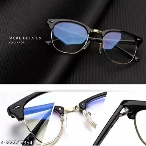 UV Protection, Anti Blue Rays Harmful Glare Computer Eyewear Glasses ( Shiny Black Golden / Computer Blue Blocking Clear Lenses) - Springkart 