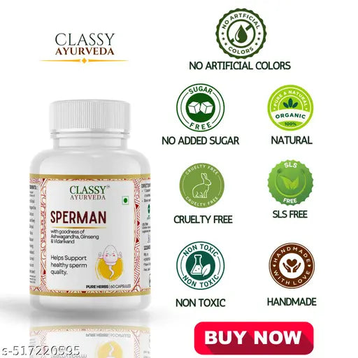 Ayurvedic Sperman capsule | Pure herbs-No side effects-60cap - Springkart 