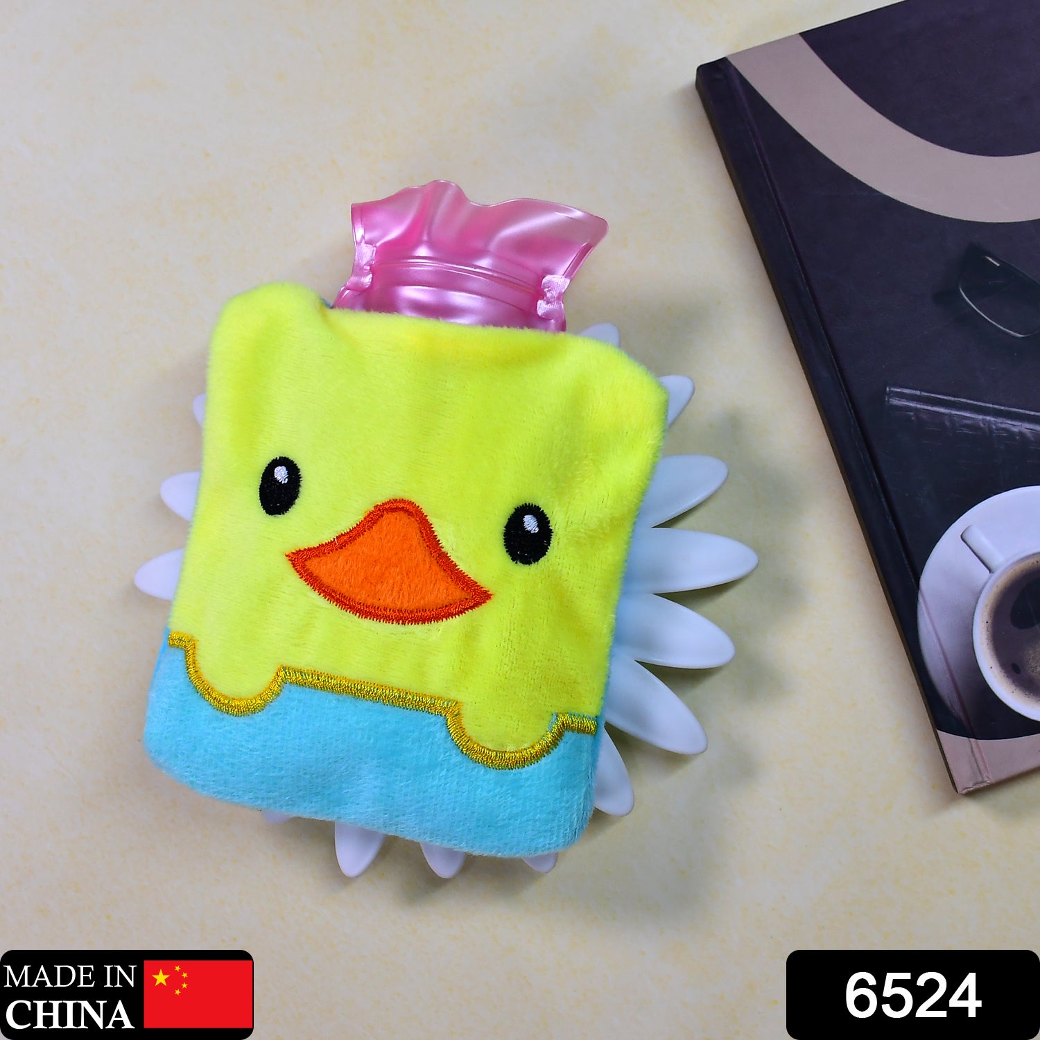 6524 Yellow Duck Design Small Hot Water Bag With Cover For Pain Relief Neck Shoulder Pain And Hand Feet Warmer Menstrual Cramps. - Springkart 