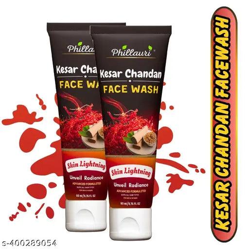 Kesar Chandan Face Wash, Skin Lightening & Tan Removal Face wash,Oil Controal & Remove Pigmentation Tan Removal Face Wash, All Skin Types(60ml) Pack of 2