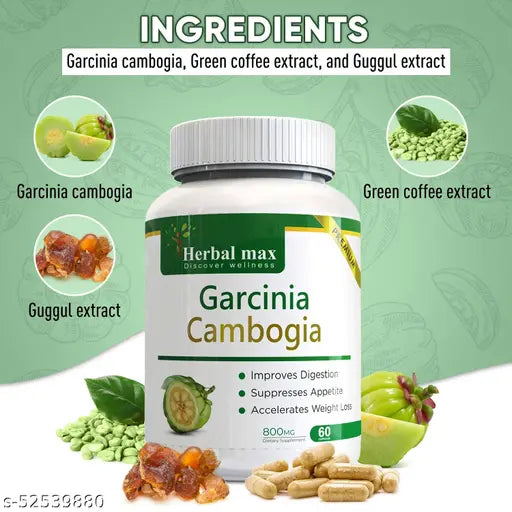 Garcinia Cambogia Capsule for Weight Loss Capsule, Boost Energy & Immunity –800mg (60 Capsules) - Springkart 