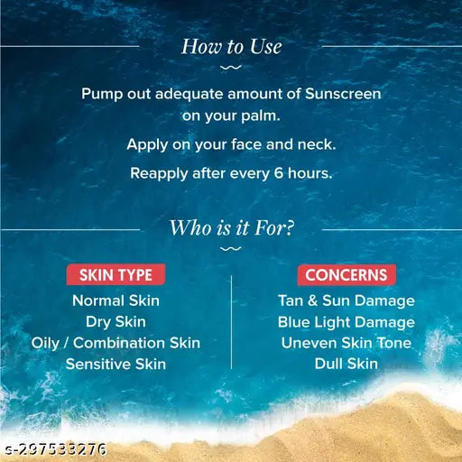 Aqualogica Detan+ Dewy Sunscreen with Cherry Tomato & Hyaluronic Acid with SPF 50 & PA++++ - 50g
