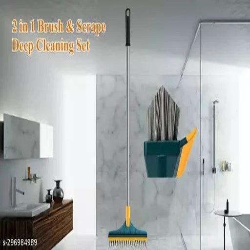 2 in 1 Cleaning Floor Scrub Brush & Viper Type with Long Handle Grout Brush Scrape - Springkart 