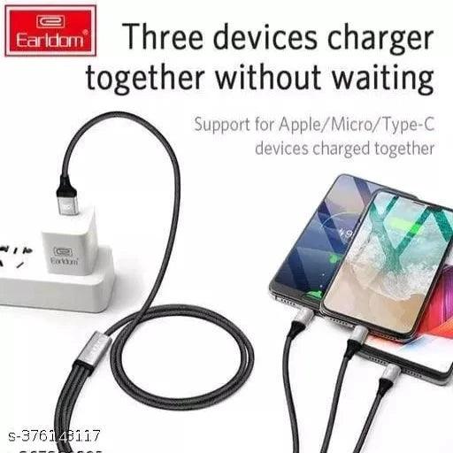 3 In 1 Fast Charging Cable V8, Type-C , iphon Use Car And Home