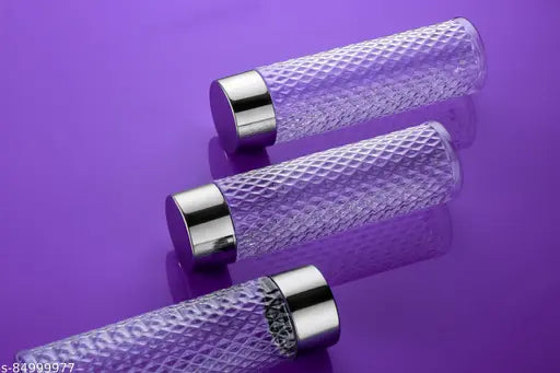 Round Diamond Steel Cap Transparent 6PCS Premium Water Fridge Bottles (Set Of 6) 1000ml Bottle 1000 ml Bottle