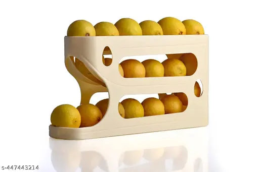 Rolling Egg & lemon Dispenser For 18-24 Eggs, Space-Saving And Durable Storage Solution With Gravity three Layer Plastic Egg Holder