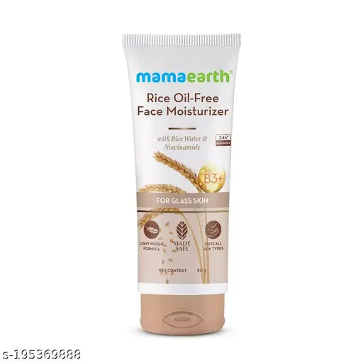 Mamaearth Rice Oil-Free Face Moisturizer , for Oily Skin, With Rice Water & Niacinamide for Glass Skin - 80 g