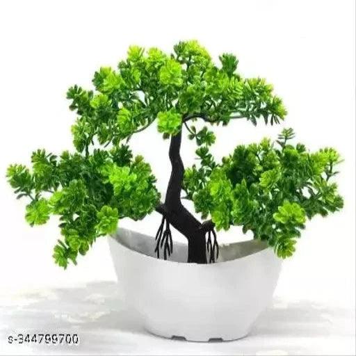 Artificial plants with pot & LED Light for living room Bonsai Wild Artificial Plant with Pot (20 cm, Green)