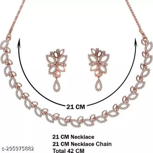 Pearl Jewellery Rose Gold Diamond Choker necklace For Women and Girls - Springkart 