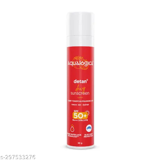 Aqualogica Detan+ Dewy Sunscreen with Cherry Tomato & Hyaluronic Acid with SPF 50 & PA++++ - 50g
