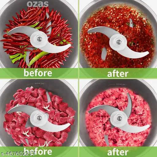 Stainless Steel Electric Meat Grinders With Bowl Heavy For Kitchen Food Chopper, Meat, Vegetables, Onion, Garlic Slicer Dicer, Fruit & Nuts Blender (2L, 220 Watts)