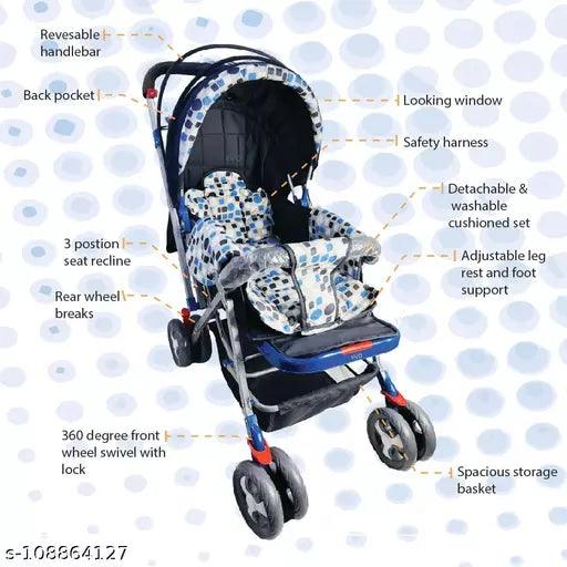 Evohouse® Foldable, Lightweight Stroller With Food Tray For 0-4 Year Baby Boys, Girls Travel Friendly With Full Canopy, 360° Wheels & Easy Fold, Reclining Pram - Springkart 