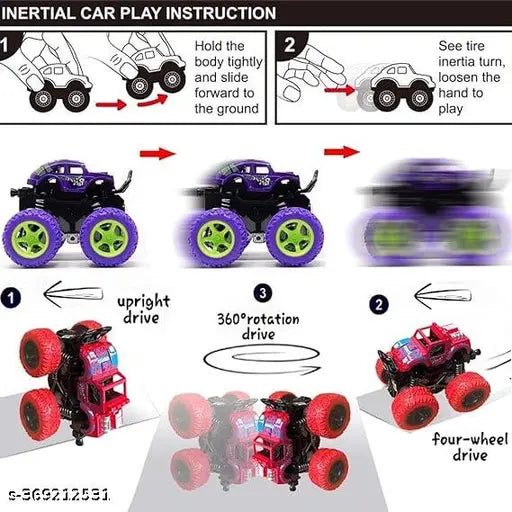 New Arrival Big Size Monster Truck,360 Degree Stunt Push go Truck for Toddlers Kids Gift (Pack of 2 Car)