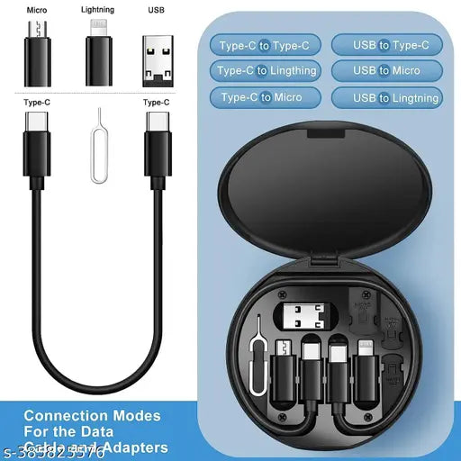 Grey Mini Multi-Functional Fast Charging Data Cable Set for all All Brand Mobiles