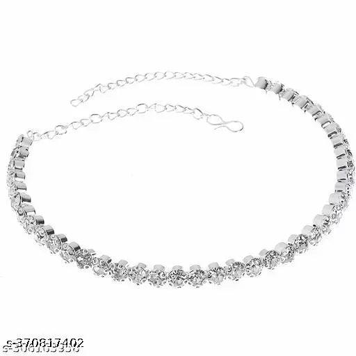 Sanskar Silver Chain Beautiful Round Shape Choker Necklace Design Diamond Silver Chain - Springkart 