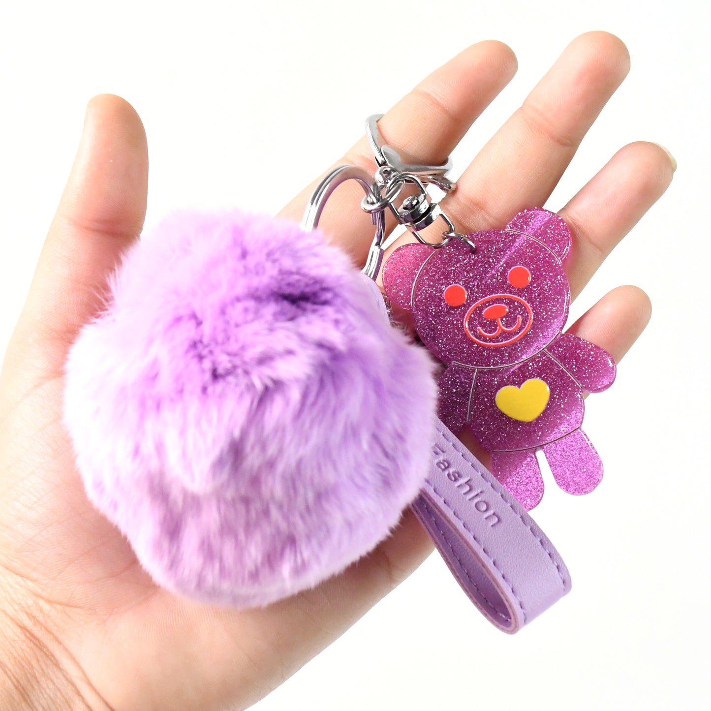Cute Cartoon Keychain With Fluffy Pom (1 Pc) - Springkart 