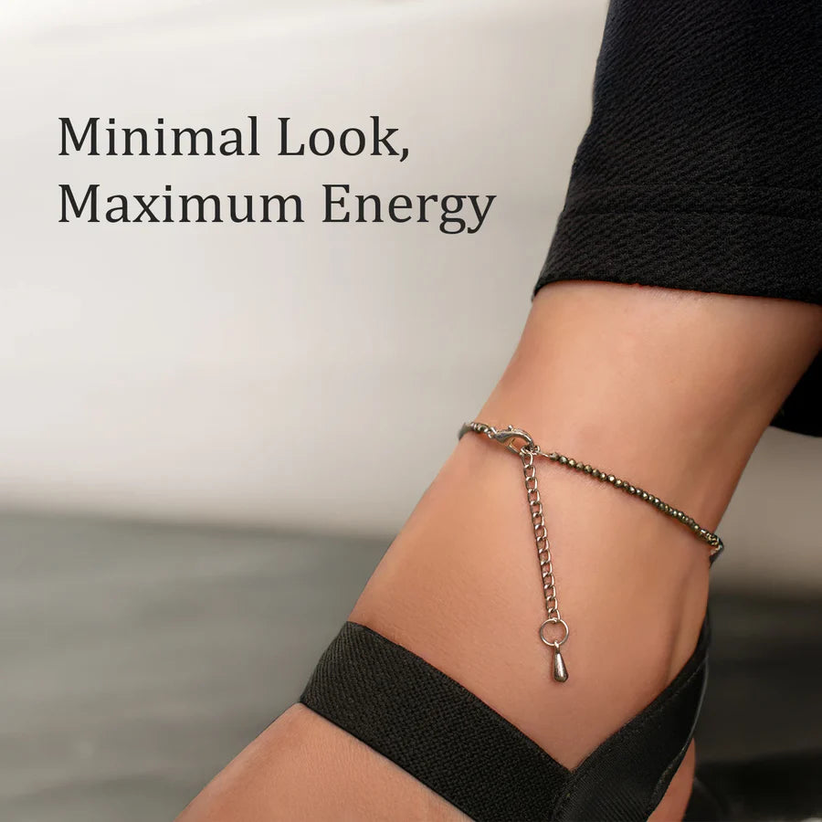 Pyrite Anklet with FREE Rose Quartz Lucky Bracelet