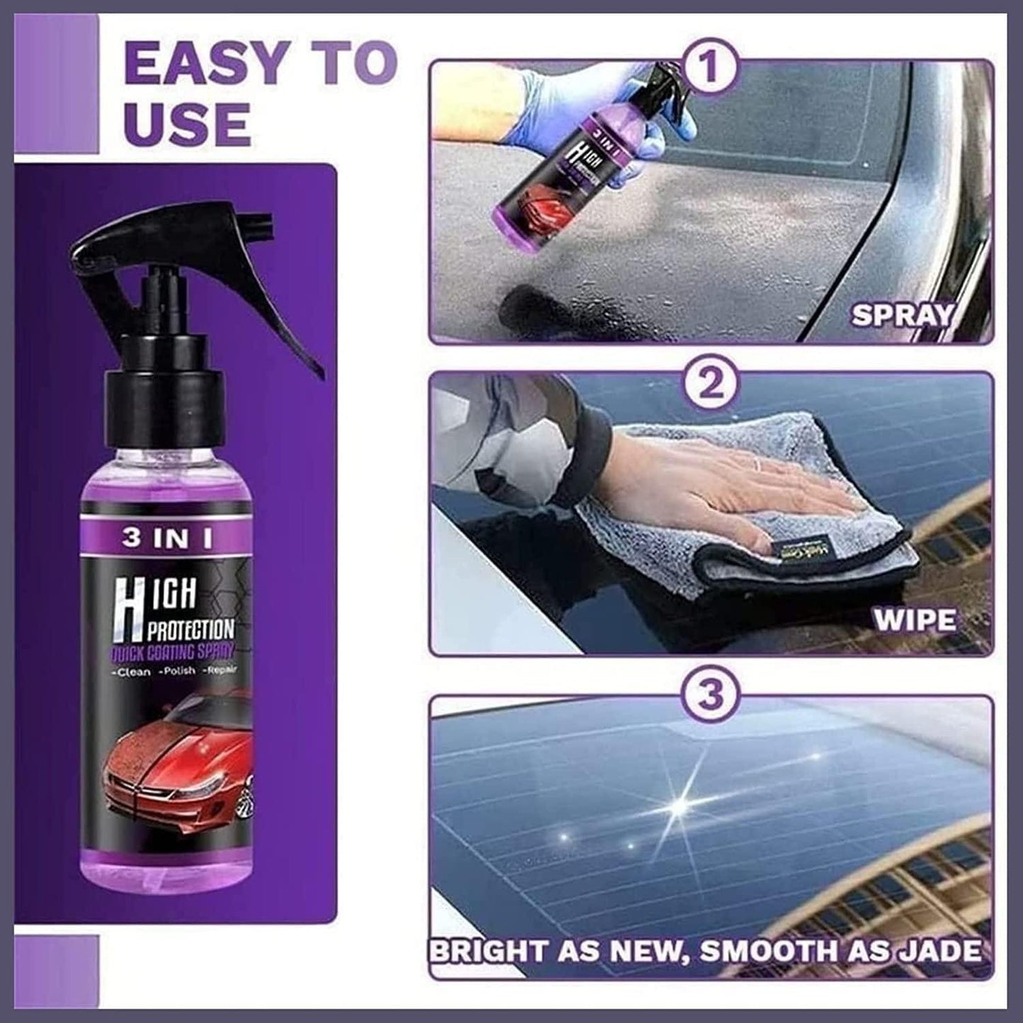 3 in 1 High Protection Quick Car Ceramic Coating Spray - Springkart 