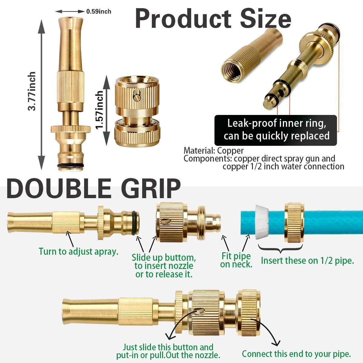 Portable High Pressure Washing Water Nozzle (Brass) (Without Hose Pipe) 15mm/30mm - Springkart 