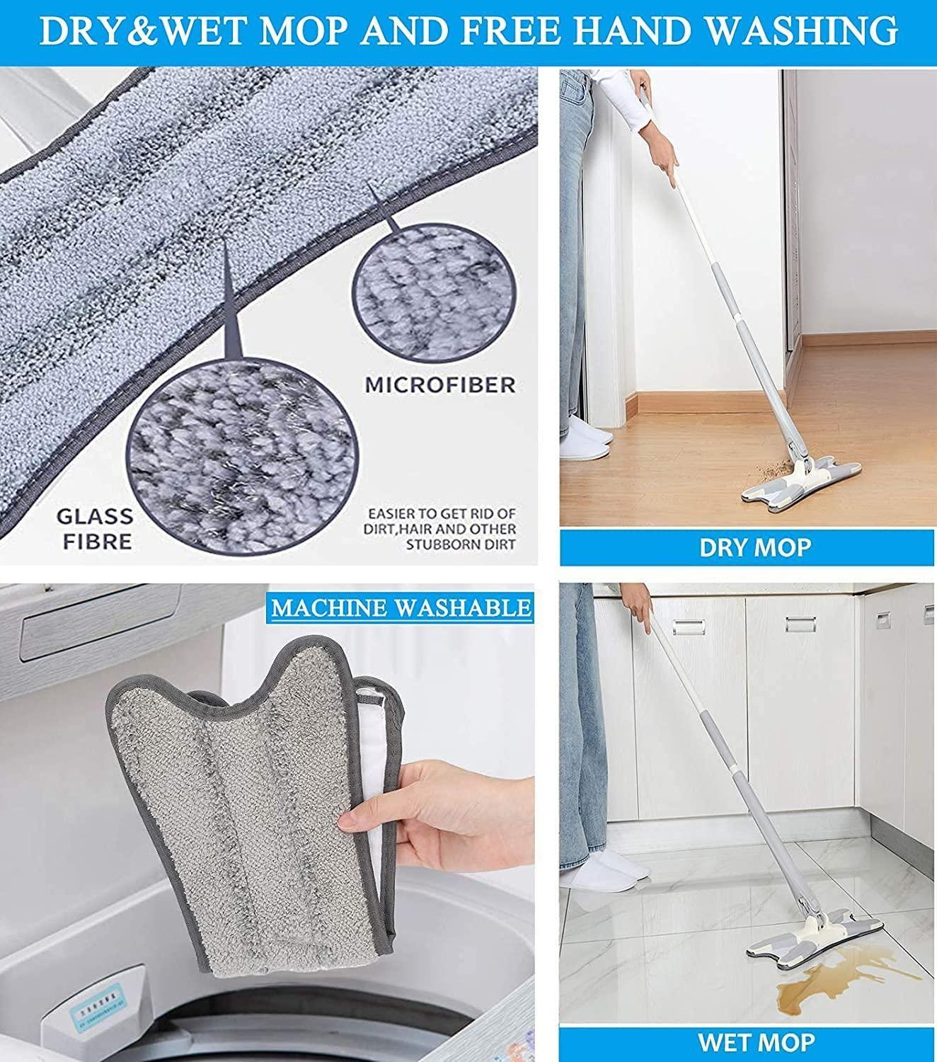 Cleaning Mop-Flat Floor Mop, Reusable Pad, 360 Degree Dry Wet Mop Home Kitchen - Springkart 