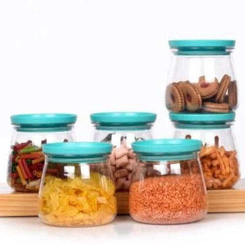 Containers-Plastic Handy & Mataka CONTAINER Storage Jar & Container 900ML Plastic Cereal Dispenser, Air Tight, Grocery Container, Fridge Container,Tea Coffee (Blue , Pack of 6) - Springkart 