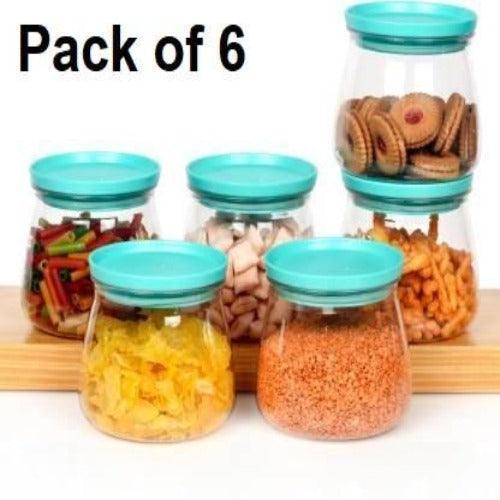 Containers-Plastic Handy & Mataka CONTAINER Storage Jar & Container 900ML Plastic Cereal Dispenser, Air Tight, Grocery Container, Fridge Container,Tea Coffee (Blue , Pack of 6) - Springkart 