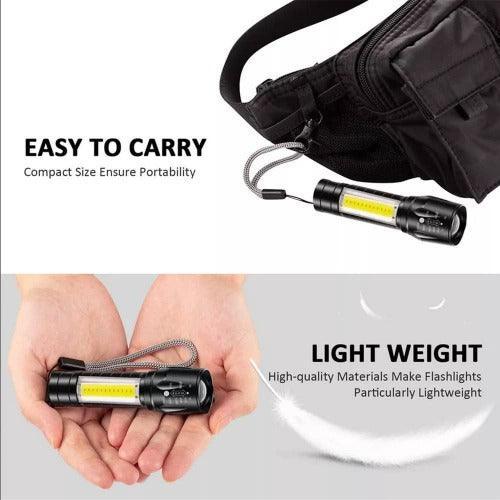 Mini USB Rechargeable Torch Light Super Bright Pocket Mini Zoom COB USB Charging Torch Led Flashlight Waterproof Torch Lights Torch Light with 3 Modes Adjustable - Springkart 