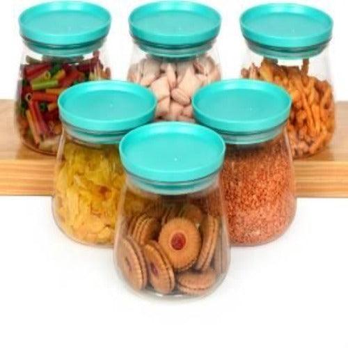 Containers-Plastic Handy & Mataka CONTAINER Storage Jar & Container 900ML Plastic Cereal Dispenser, Air Tight, Grocery Container, Fridge Container,Tea Coffee (Blue , Pack of 6) - Springkart 