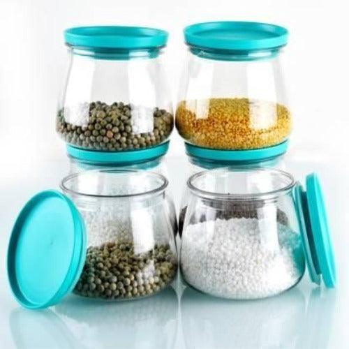 Containers-Plastic Handy & Mataka CONTAINER Storage Jar & Container 900ML Plastic Cereal Dispenser, Air Tight, Grocery Container, Fridge Container,Tea Coffee (Blue , Pack of 6) - Springkart 