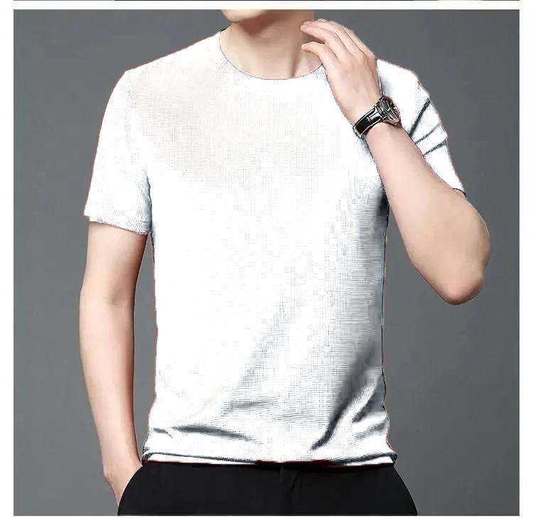 Polyester Stretchable Solid Half Sleeves Mens Round Neck T-Shirt Pack Of 5 - Springkart 