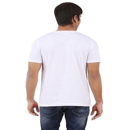 Glito Printed White Half Sleeves Round Neck T-shirts For Men's - Springkart 