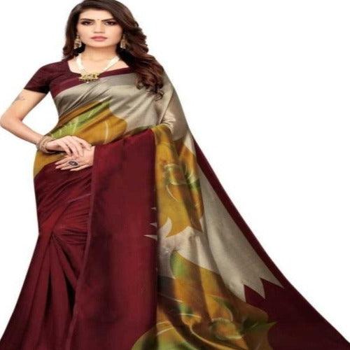 Unique Printed Art Silk Sarees - Springkart 