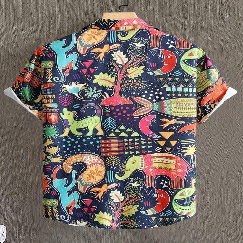 Men's Causal Printed Lycra Blend Shirts - Springkart 